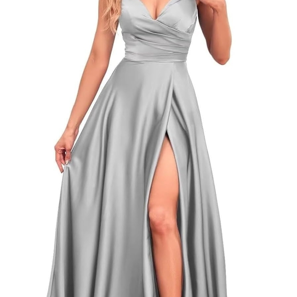 Elegant Silver Evening Gown